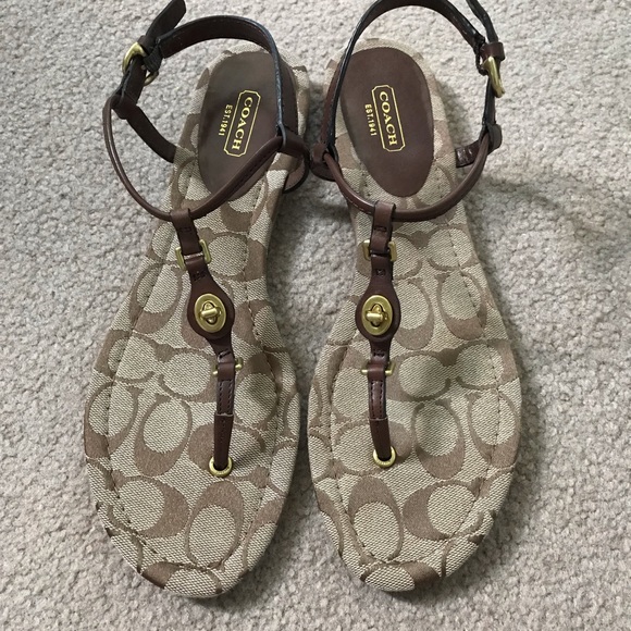 Coach Shoes - EUC brown Coach sandals - size 10